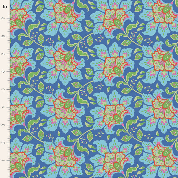 Tilda | Bloomsville Collection: 100506 'Flowermarket' in Blueberry: by the 1/2m