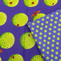 Delightful Duos: 2 x 1/2m: Kaffe Fassett Collective 'Oranges' Lavender with 'Spot' Periwinkle