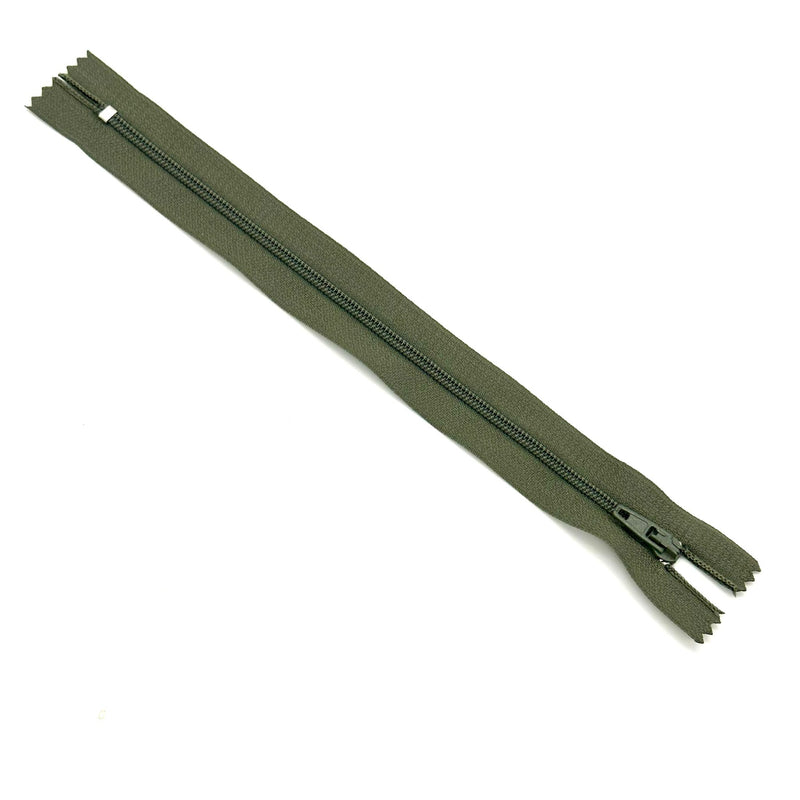 NYLON COIL ZIPPER: 8" length: Sage
