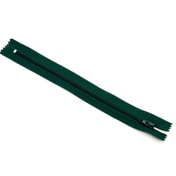 NYLON COIL ZIPPER: 8" length: Forest Green