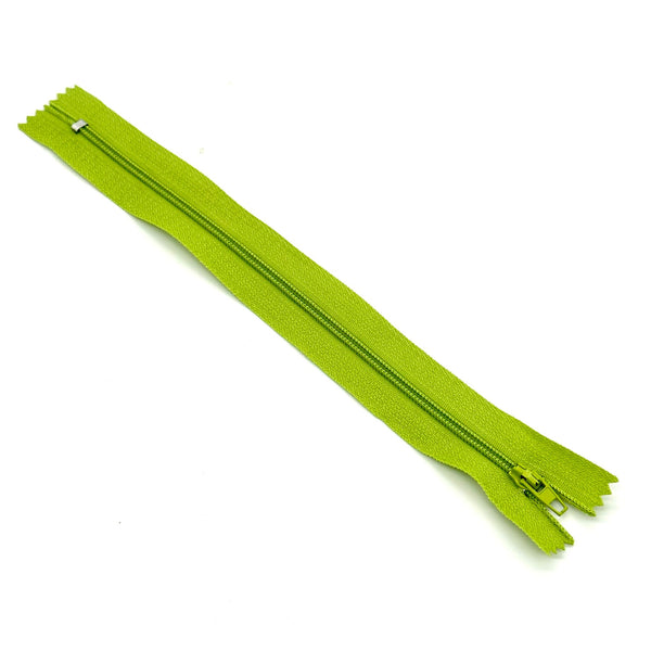 NYLON COIL ZIPPER: 8" length: Chartreuse