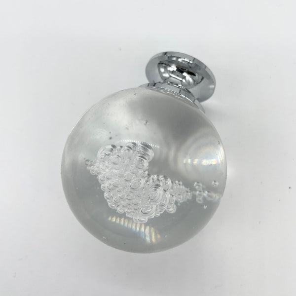 HARDWARE: 50mm Round Knob with Bubbles with Round Silver Colour Base: CLEAR
