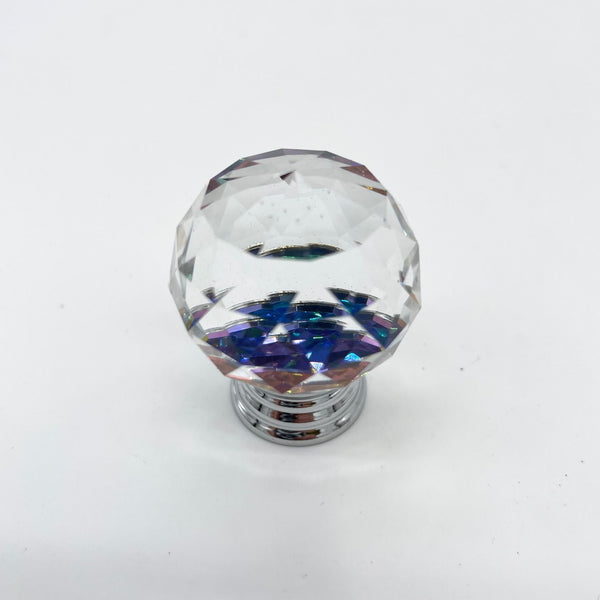 HARDWARE: 30mm Faceted Crystal Ball Effect Knob with Round Silver Colour Base: AB CLEAR