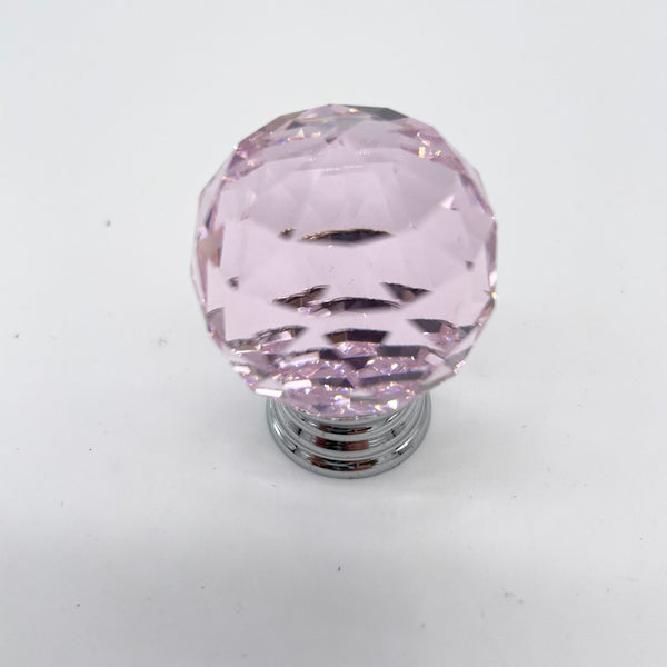 HARDWARE: 30mm Faceted Crystal Ball Effect Knob with Round Silver Colour Base: PINK