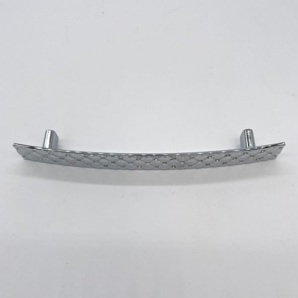 HARDWARE: 170mm Cushioned / Quilted Effect Diamanté Door Handle in Silver Chrome finish