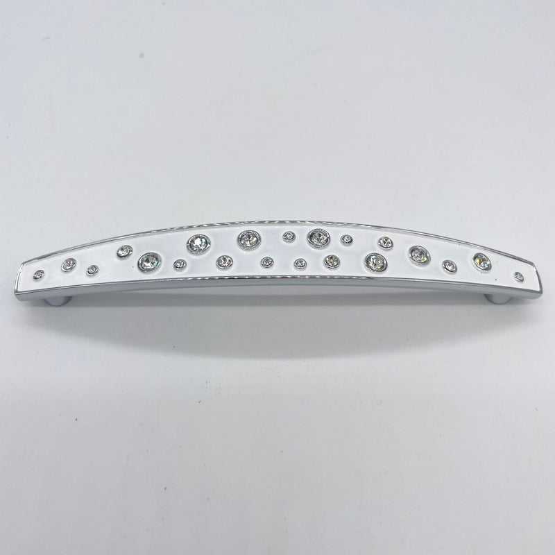 HARDWARE: 147mm White with (Multi Size) Diamanté Crystals Door Handle