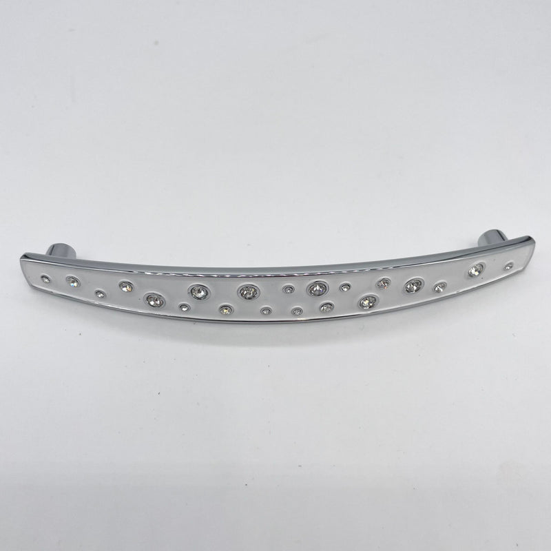 HARDWARE: 147mm White with (Multi Size) Diamanté Crystals Door Handle