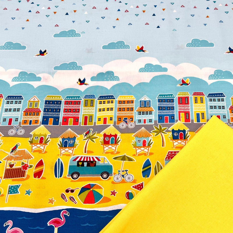 Half Metre Heaven: Makower | Pool Party 'Double Border' 2446/1 with Sunshine