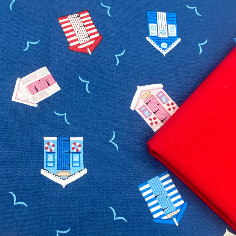 Half Metre Heaven: Lewis & Irene | Small Things... Coastal: 'Beach Huts' on Dark Blue - SM61.3 with Cardinal