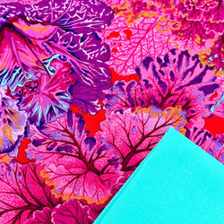 Half Metre Heaven: Kaffe Fassett Collective | August 2023 'Curly Kale' Red PWPJ120 with Aqua