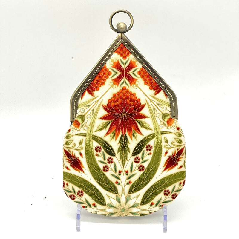 FABRIC KIT with HARDWARE: V Clasp Bag: Leesa Chandler | 1/2m Melba 'Tile' + FQ Small Floral: CREAM ORANGE