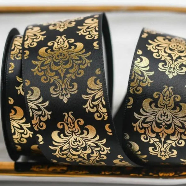 Ribbon | 'Baroque Style Gold/Black' 38mm Wide: 10 YARD ROLL