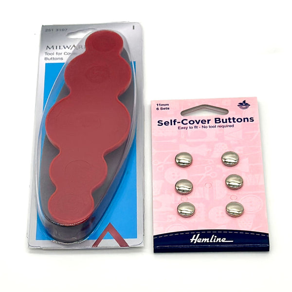 SPECIAL BUY: Milward Button Cover Tool & Hemline 11mm Self-Cover Buttons Bundle