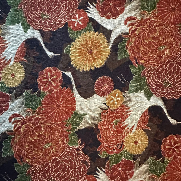 BOLT END SALE: Sevenberry | Cotton Printed Poplin 'Cranes' Black 83059D1-1: Approx 1.85m