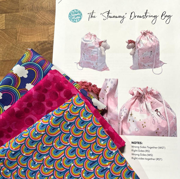 KIT + Stowaway Bag Instructions: Lewis & Irene | Over The Rainbow Duo + 'Bumbleberries' Hibiscus Pink