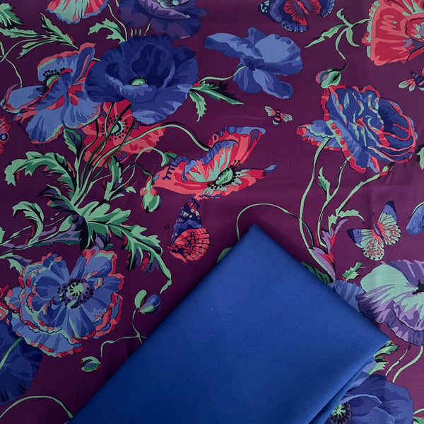 Half Metre Heaven: Kaffe Fassett Collective | August 2022: 'Meadow' Purple PJ116.PURPLE with Marine