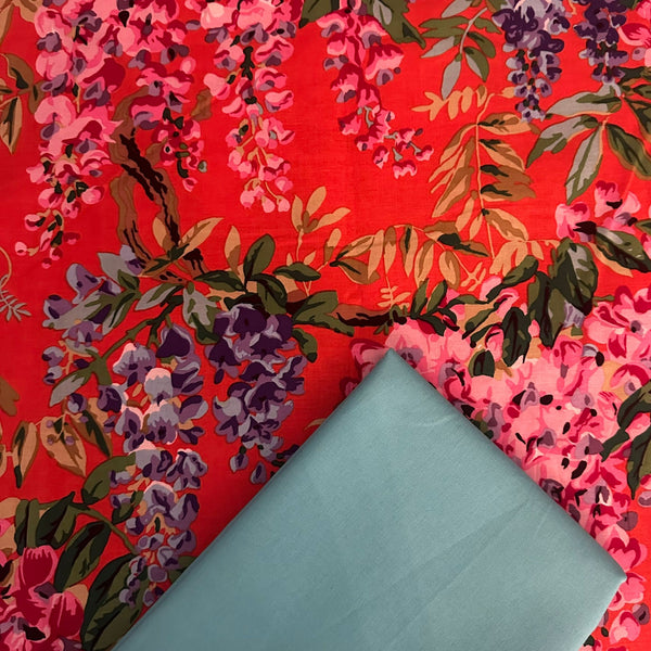 Half Metre Heaven: Kaffe Fassett Collective 'Wisteria' Red with Aqua