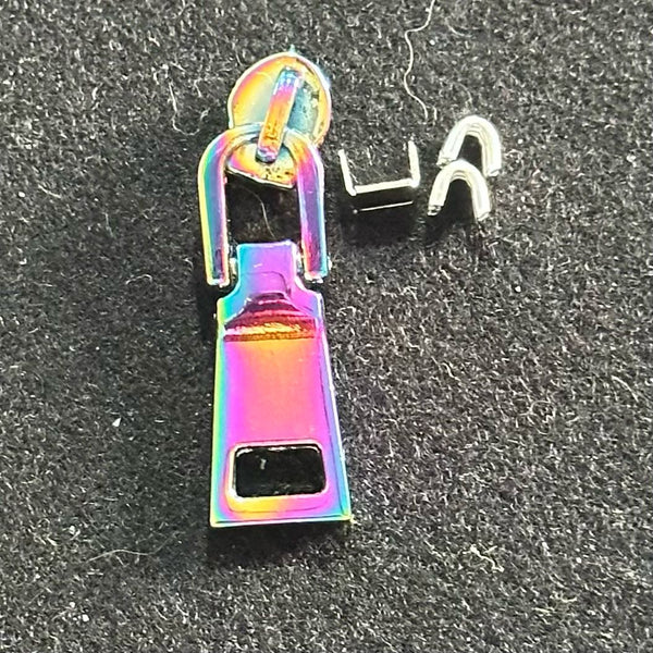 HARDWARE: Metal Zip Slider with RECTANGLE BAR and HOLLOW SQUARE Zipper Pull x 1: SIZE 3: Rainbow