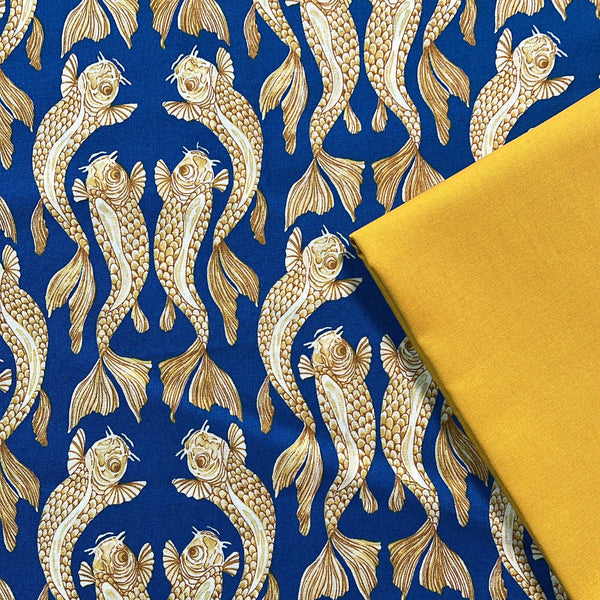 Half Metre Heaven: Sanderson | Water Garden Collection 'Voyaging Koi' Blue PWSA048 with Gold