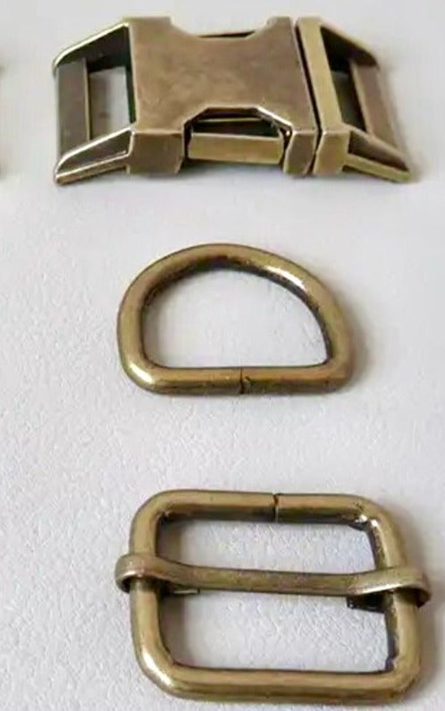 HARDWARE: Natasha's Bum Bag: 1 Set Metal Buckle Hardware + D Ring + Snap Hook Adjuster: Antique Brass