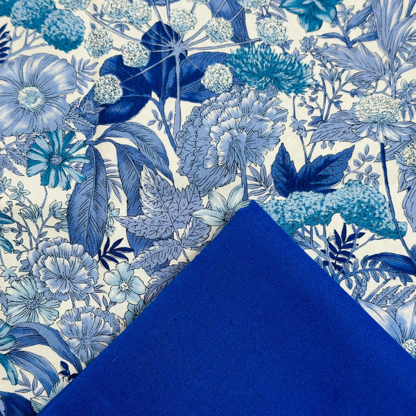 Half Metre Heaven: Sevenberry for Robert Kaufman | Vintage Study 'Floral Foliage' 4216D1-7 Blue with Royal