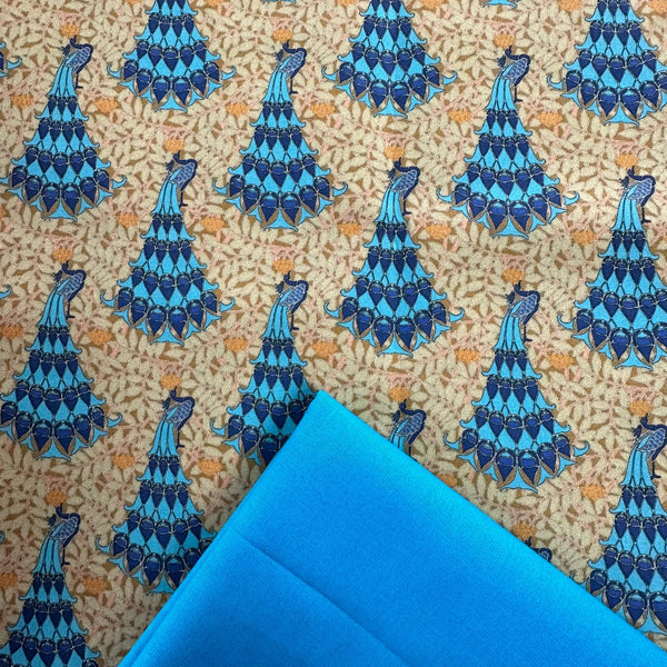 Half Metre Heaven: Cotton Percale 'Peacock' by Maurice Pillard Verneuil CPR049 with Peacock CTO