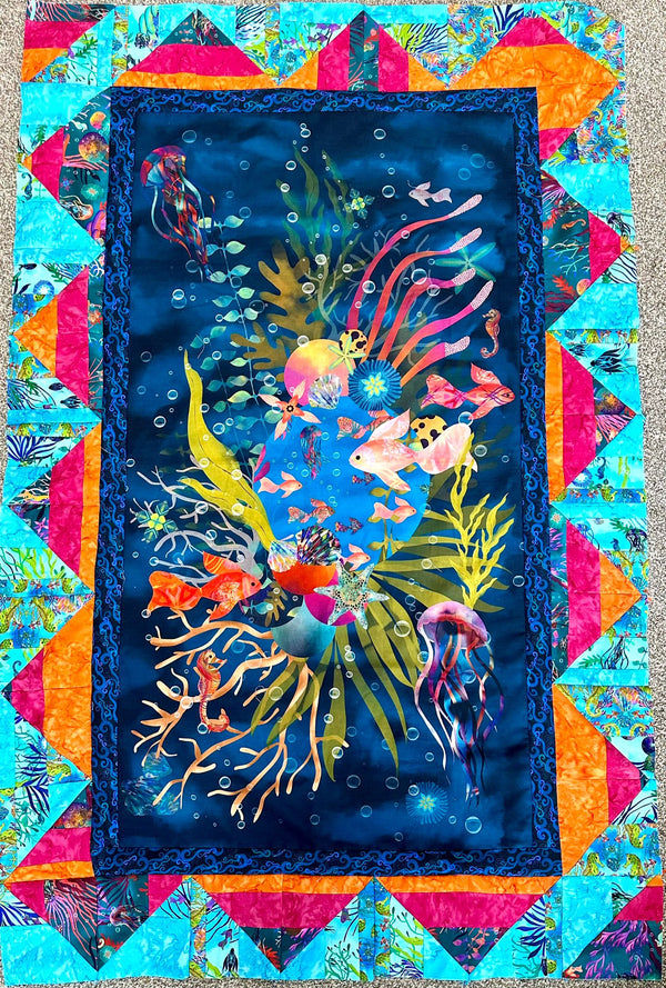 SAMPLE SALE: Under The Sea Quilt TOP ONLY: Approx 35” x 55”