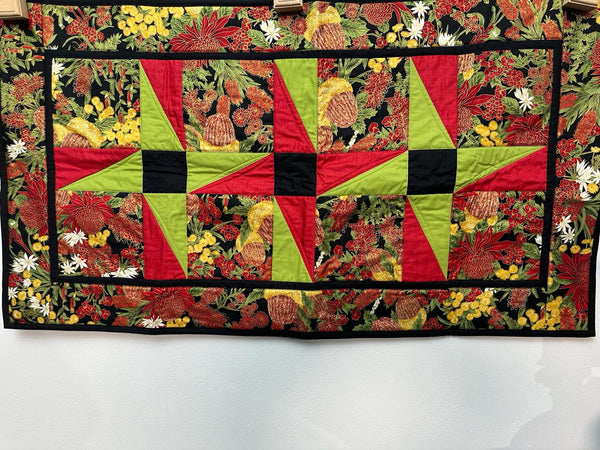 SAMPLE SALE: 26BO: Interlocking Stars Runner: Leesa Chandler | Under The Australian Sun 'Floral' Red/Black
