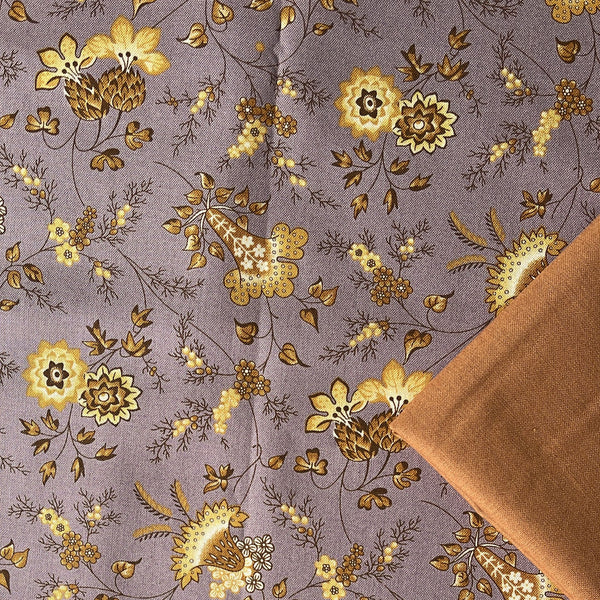Half Metre Heaven: Max & Louise for Andover Fabrics | Fernshaw 'Charles' Purple 2/1027 P with Biscuit
