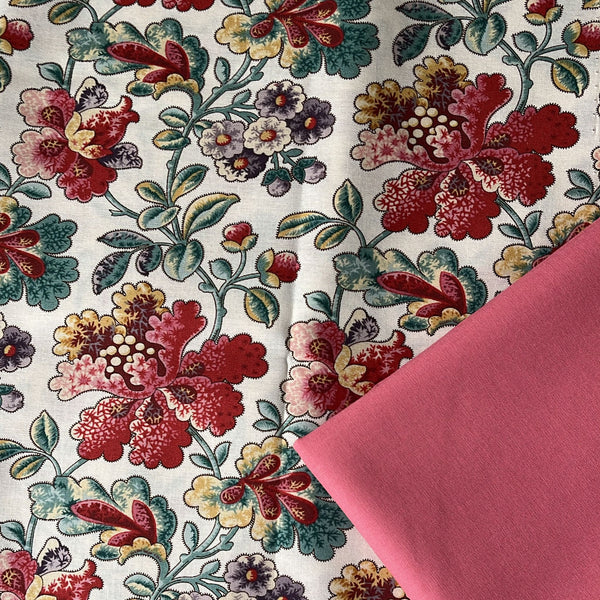 Half Metre Heaven: Max & Louise for Andover Fabrics | Fernshaw 'Phillip' Cream 2/1023 L with Coral
