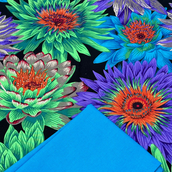 Half Metre Heaven: Kaffe Fassett Collective | August 2023 'Tropical Water Lilies' Dark PWPJ119 with Sapphire