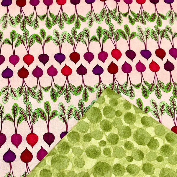 Half Metre Heaven: Lewis & Irene | The Kitchen Garden 'Beetroot Stripe' on Light Beet A822.2 with 'Bumbleberries' Leaf BB337