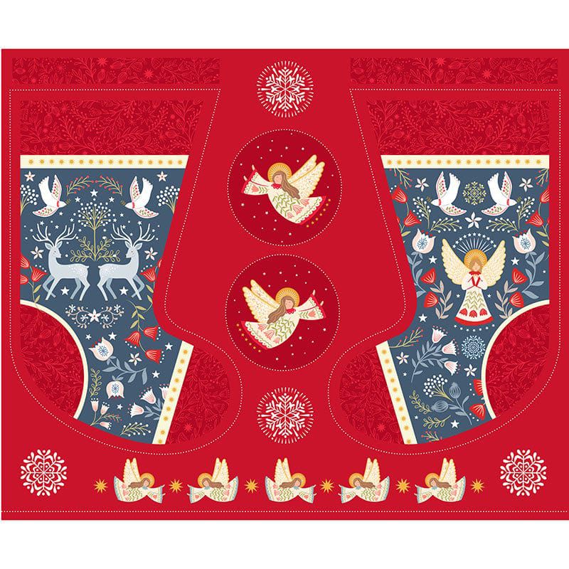 KIT: Lewis & Irene | Peace and Joy: C106 Pre-Cut 'Stocking Panel' + 1m 100% Cotton Plain Red