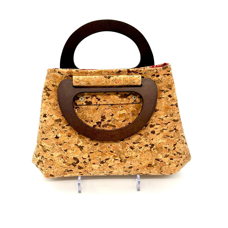 Instructions WITH HARDWARE: Cork and Wood Handle Bag: Printed Pattern + 15cm Wood D Shape Bag Handles: LIGHT WOOD