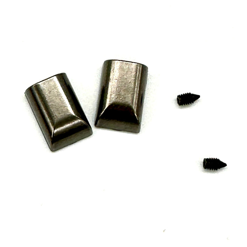 HARDWARE: Square-Ended Zip Ends with Screw-In Fixings: Pack of Two: Gunmetal colour