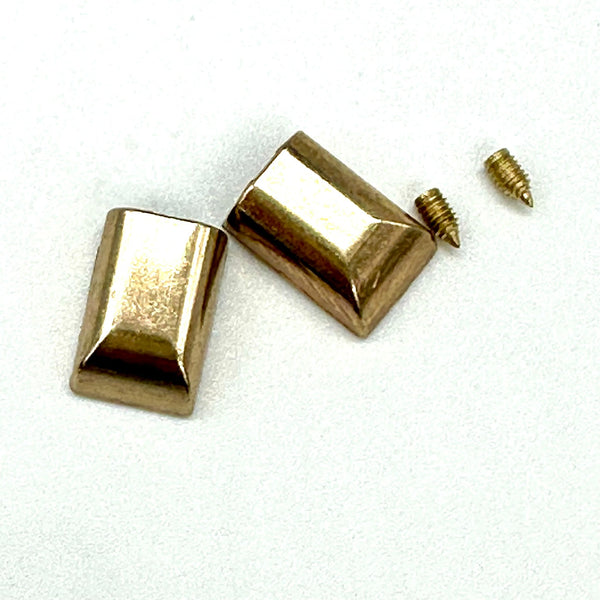 HARDWARE: Square-Ended Zip Ends with Screw-In Fixings: Pack of Two: Gold colour