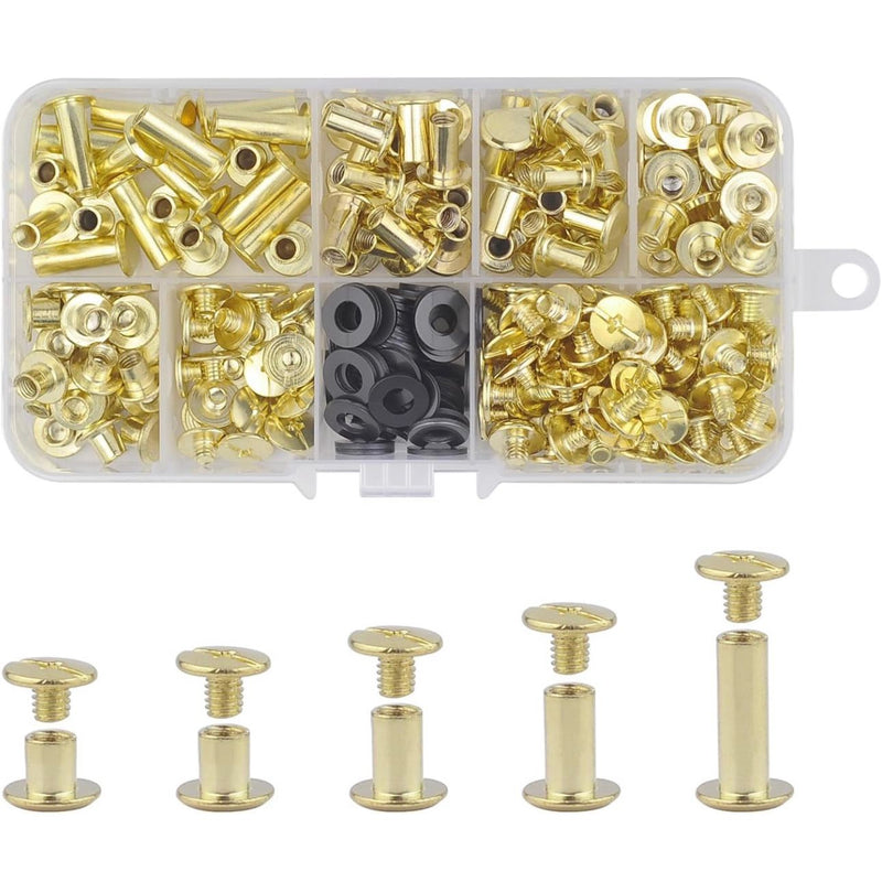 Screw Rivets ALLOYGOLD Gold Chicago Screws Leather Rivets Assorted ,8 ...