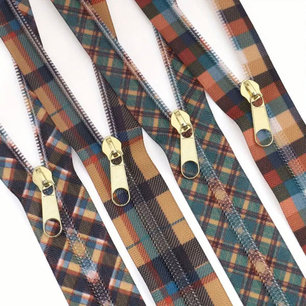 ZIPPER BUNDLE: FOUR x 1m Plaid Zipper Tape + 8 ZIP Pulls - Delayed Despatch