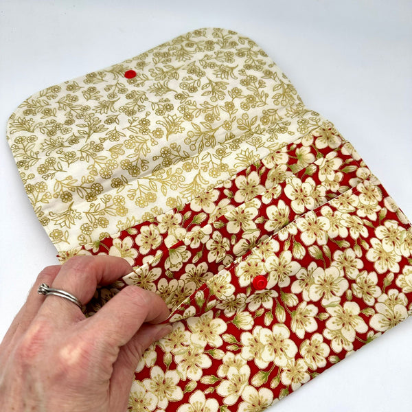 SAMPLE SALE: 26BW: Folded Pouch: Leesa Chandler | Summer Palace 'Blossom' RED IVORY