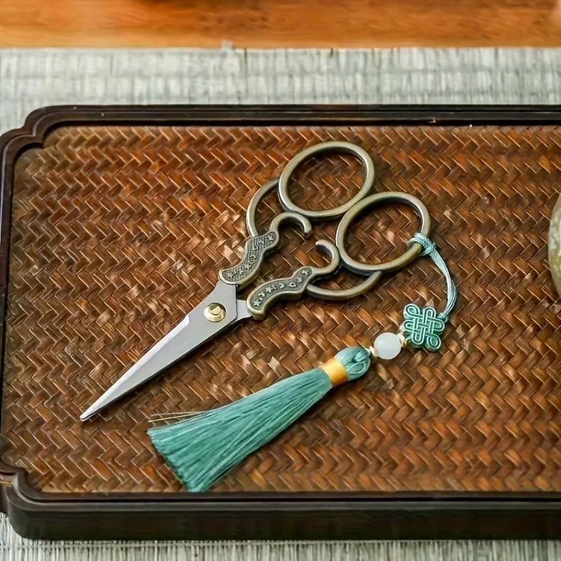 TOOL: Vintage Inspired Copper-Plated Stainless Steel Scissors with Tassel and Case