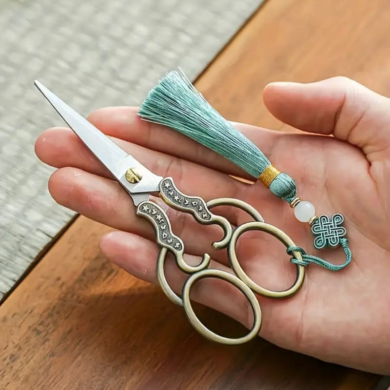 TOOL: Vintage Inspired Copper-Plated Stainless Steel Scissors with Tassel and Case