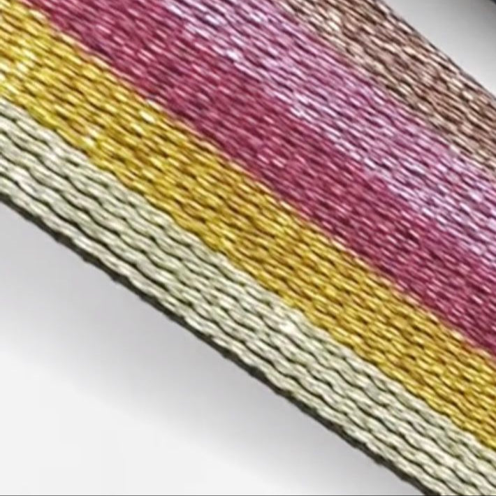 WEBBING: Luxurious Metallic Jacquard: 2" Wide x 3 Metre Length: Silver/Gold/PINKS