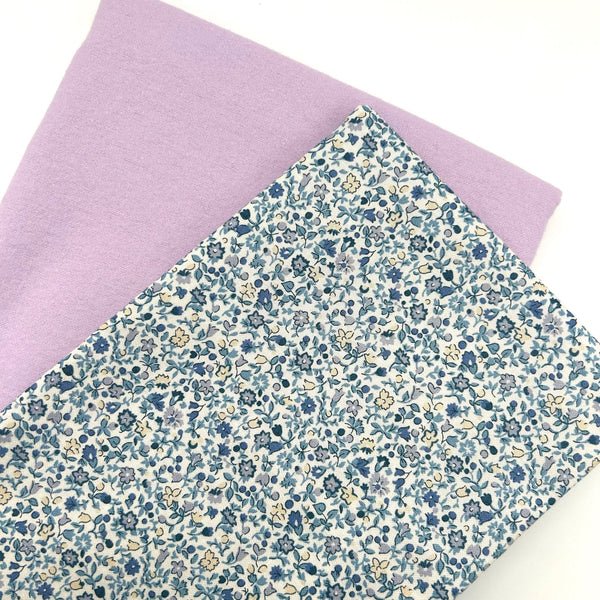 Half Metre Duo: Liberty | Denim Florals 'Posy Haze' Indigo 404A + LILAC Winceyette Brushed Cotton