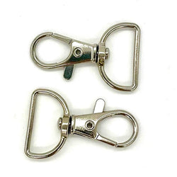 HARDWARE: Two ¾" Lobster Clasp D Ring Swivel Clips: Nickel Silver colour