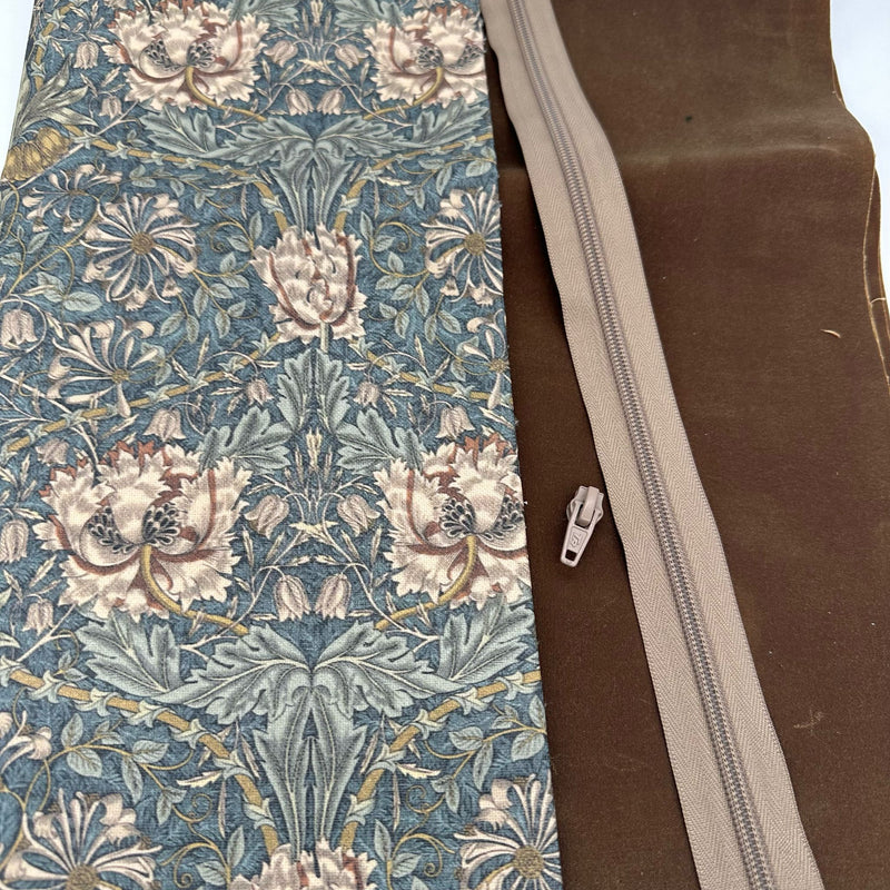 FABRIC + ZIP BUNDLE: Hanging Shoe Bag: 'Honeysuckle' Steel Teflon + Rich Earth Bonneville Waxed Cotton