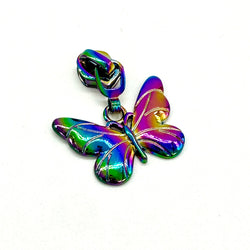 HARDWARE: Metal Zip Slider with BUTTERFLY: Size 5: Rainbow colour