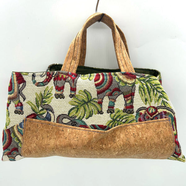SAMPLE SALE: 26DA: Tidy Up Trug (Elephant tapestry with cork base and handles)