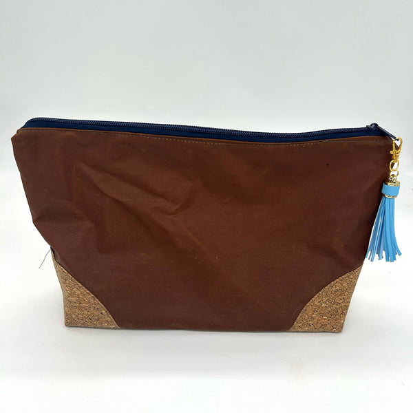 SAMPLE SALE: 26DP: Waxed Cotton Washbag with Blue Tassel