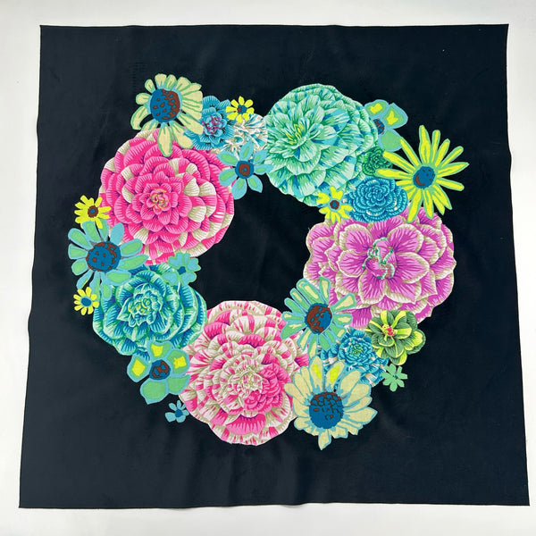 SAMPLE SALE: 26DV: Velvet Floral Appliqué Cushion FRONT ONLY