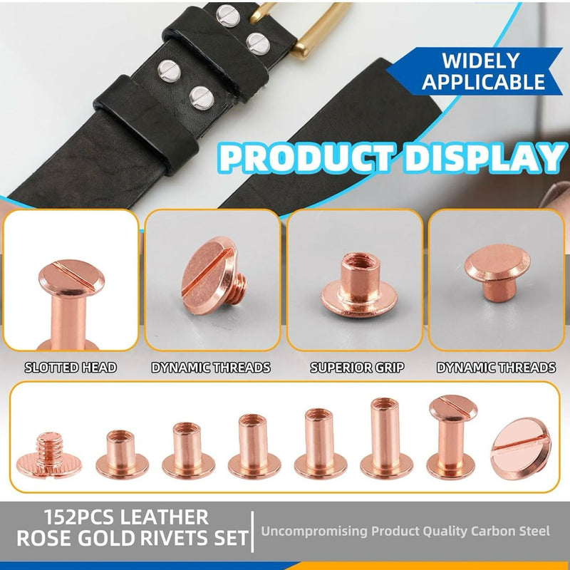 HARDWARE: 152pcs Chicago Screws Rivet Set (including Screwdriver and Punch) in Rose Gold colour